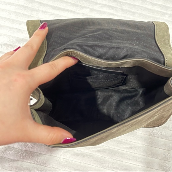 Rebecca Minkoff Stargazing Saddle Green Nubuck Leather Cross Body Bag - Picture 10 of 15